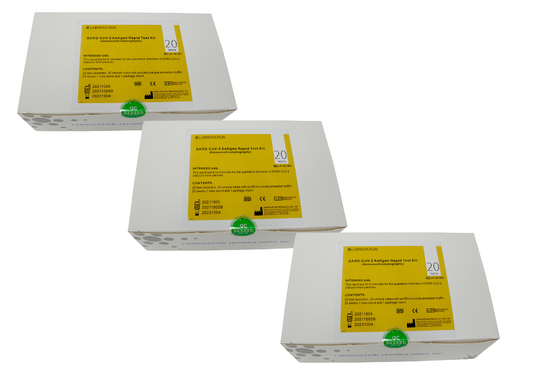 ISO13485 Sars-Cov-2 অ্যান্টিজেন টেস্ট কিট 15 মিনিট টেস্ট টাইম 20 টেস্ট/কিট