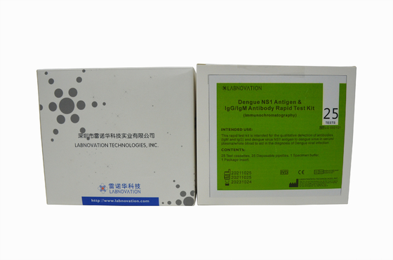 NS1 IgM IgG এর জন্য ISO13485 25 টেস্ট ডেঙ্গু অ্যান্টিজেন অ্যান্টিবডি টেস্ট কিট